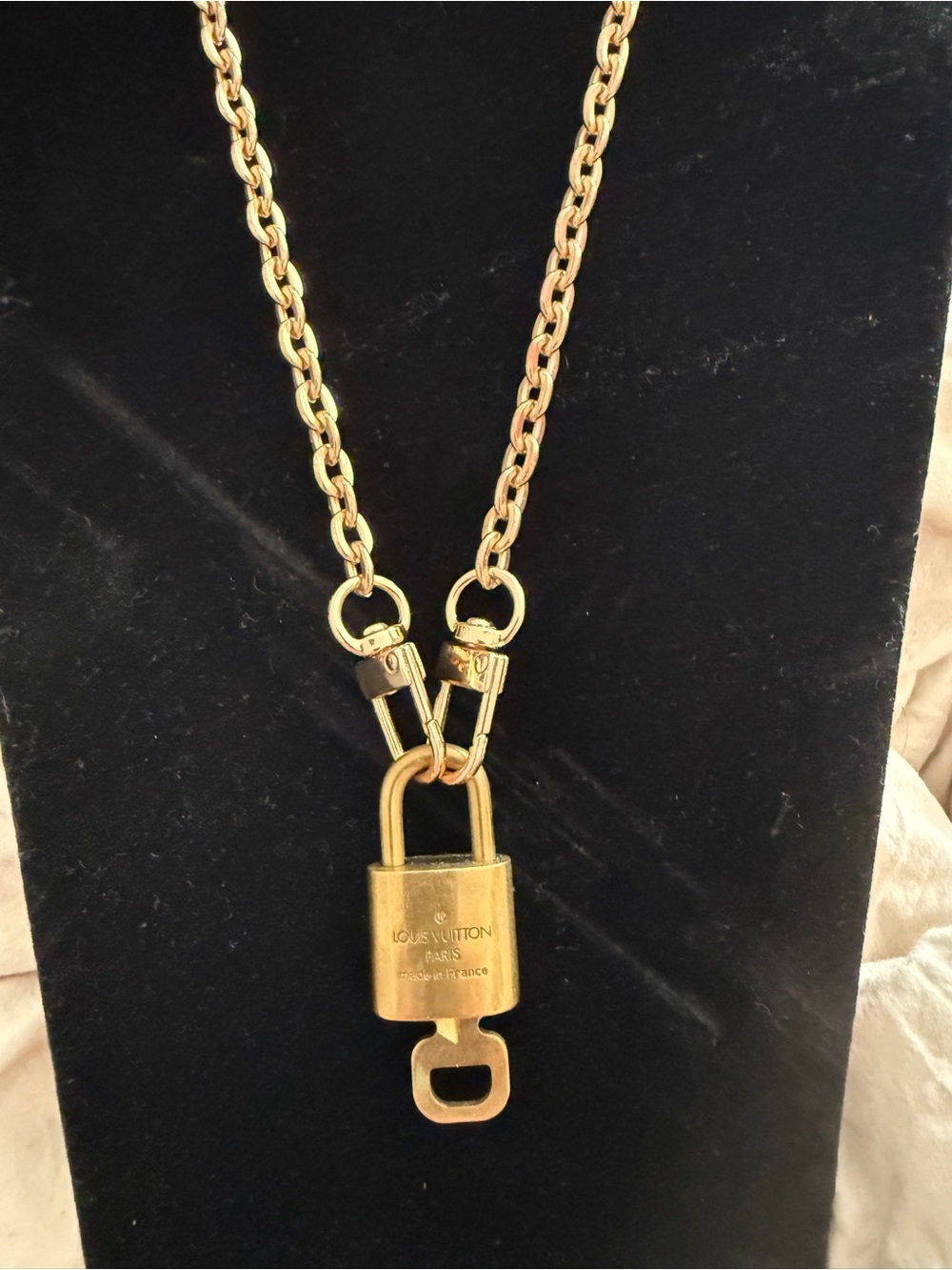 Louis Vuitton authentic Gold Padlock and key Necklace with unbranded Chain